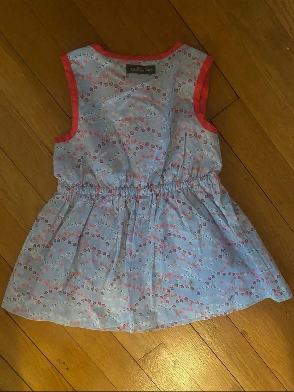 Matilda Jane Light Blue Floral Sleeveless Top with Pink Accents